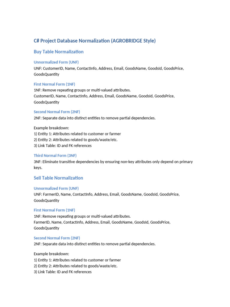 C# Database Normalization Guide | PDF | Computing | Information Technology