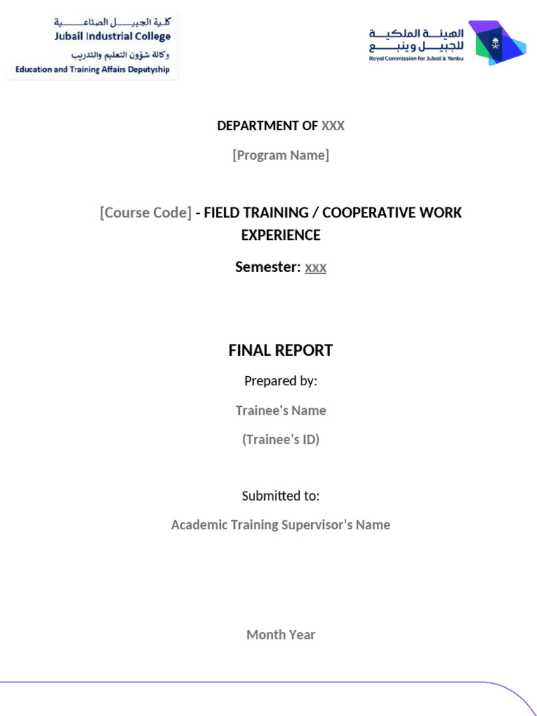 Final Report: Field Training Experience | PDF | Plagiarism | Experience