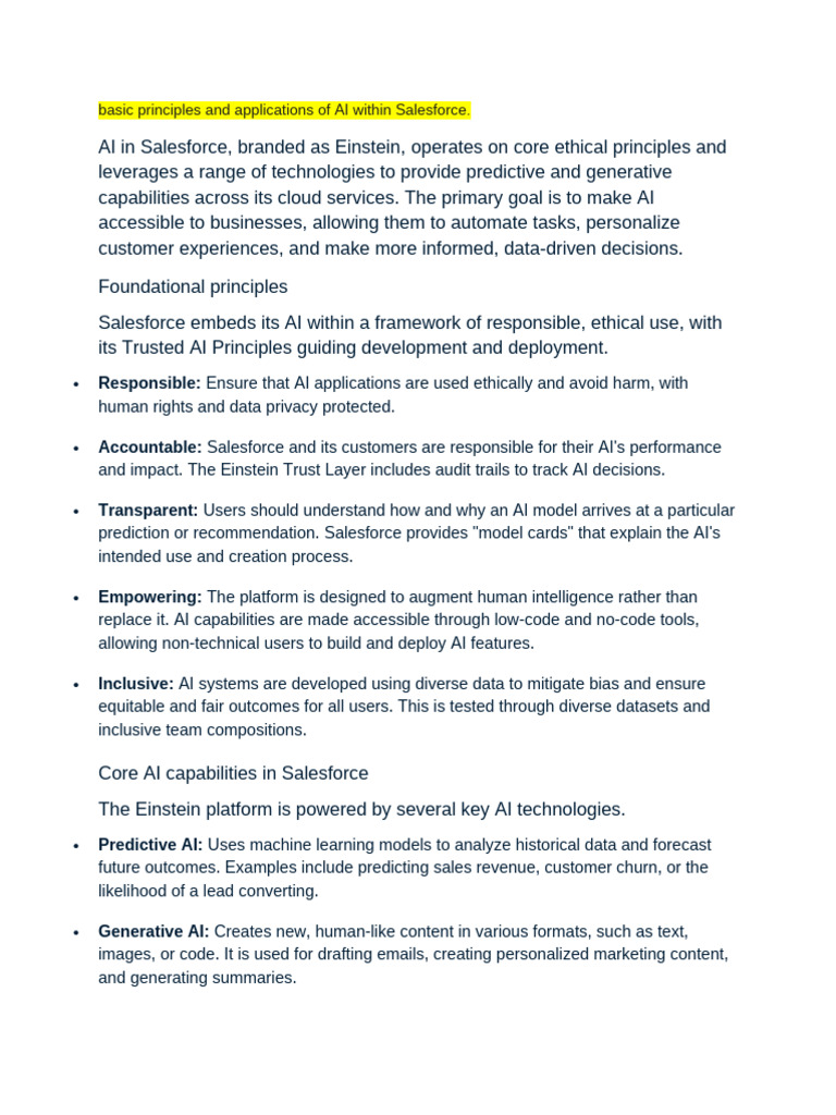 Salesforce AI Use Policy Overview | PDF | Artificial Intelligence ...