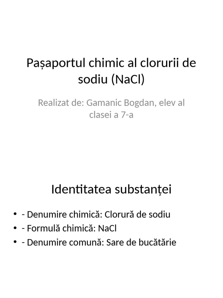 Pasaportul Chimic NaCl | PDF