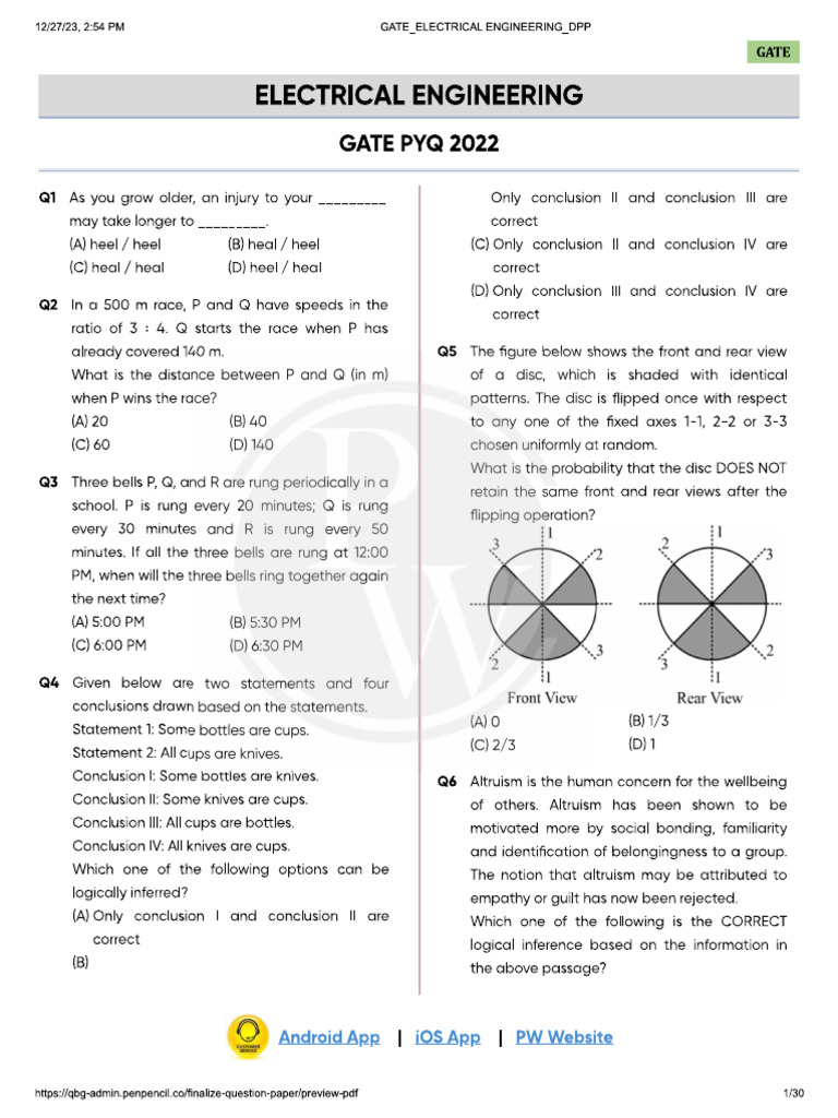 Gate Pyq 2022 Ee Qa | PDF