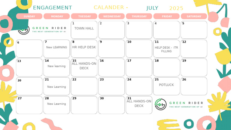 July 2025 Engagement Calendar | PDF