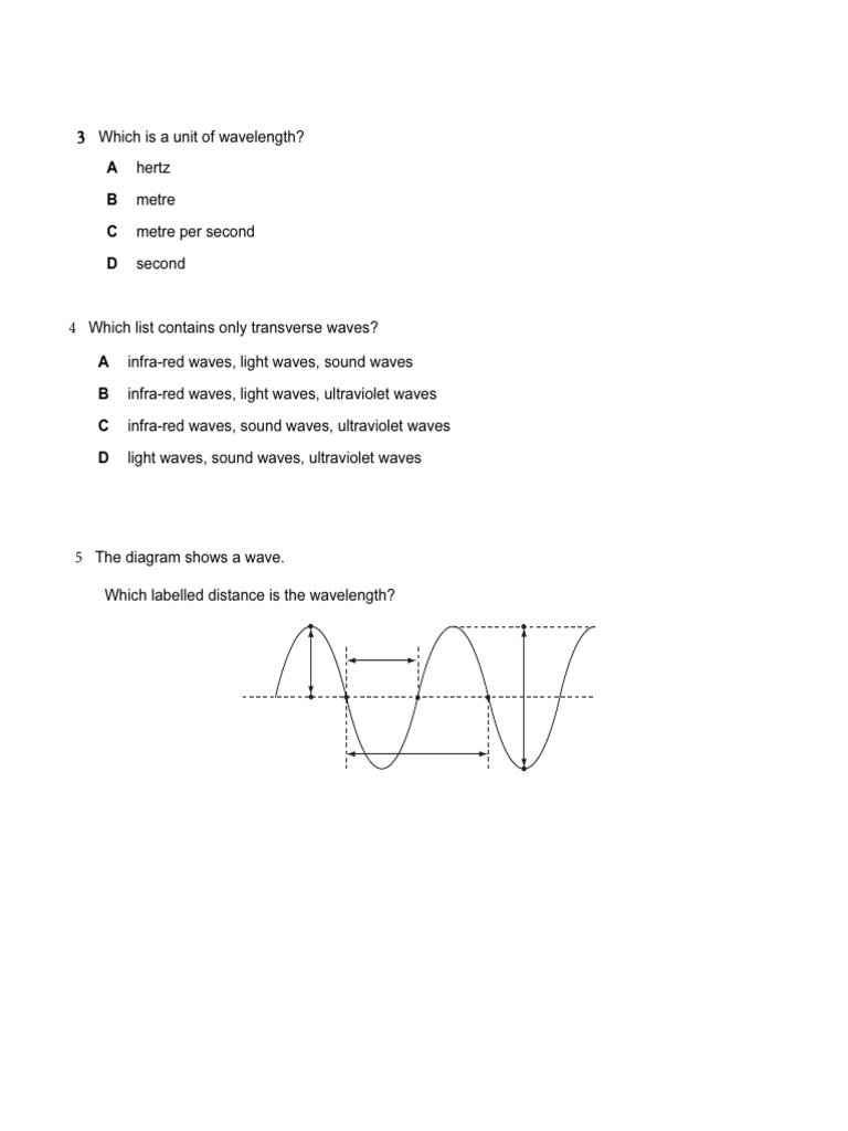 Waves 1 WS | PDF | Waves | Light