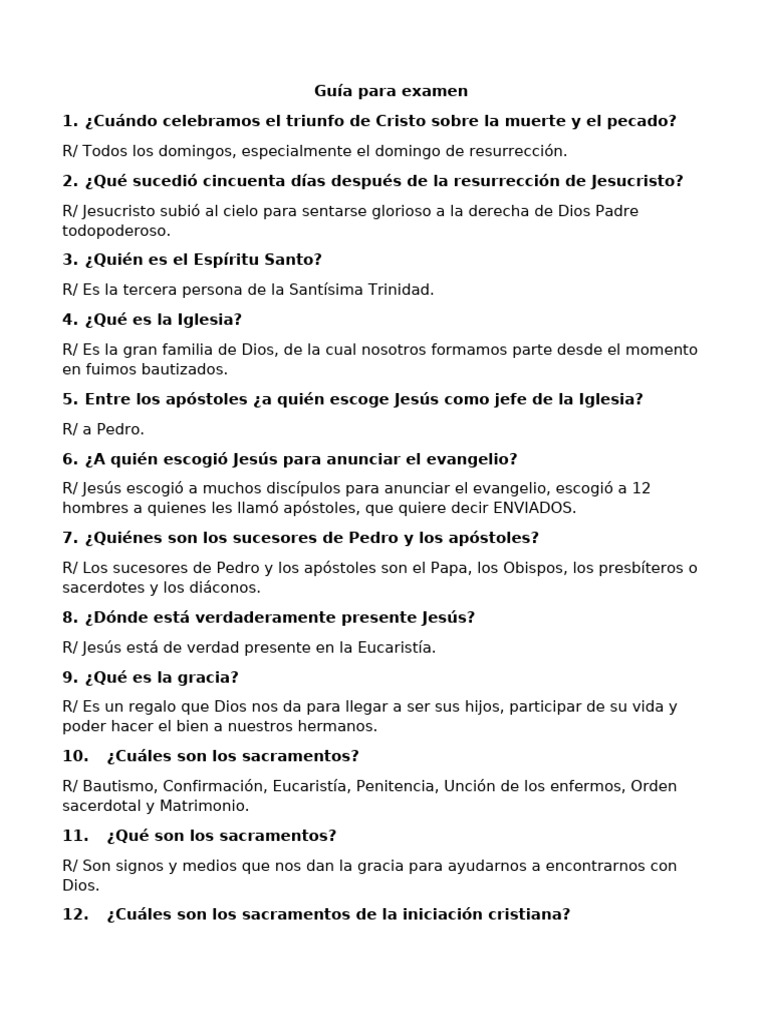 Guía de estudio para el examen cristiano | PDF | Sacramentos | eucaristía