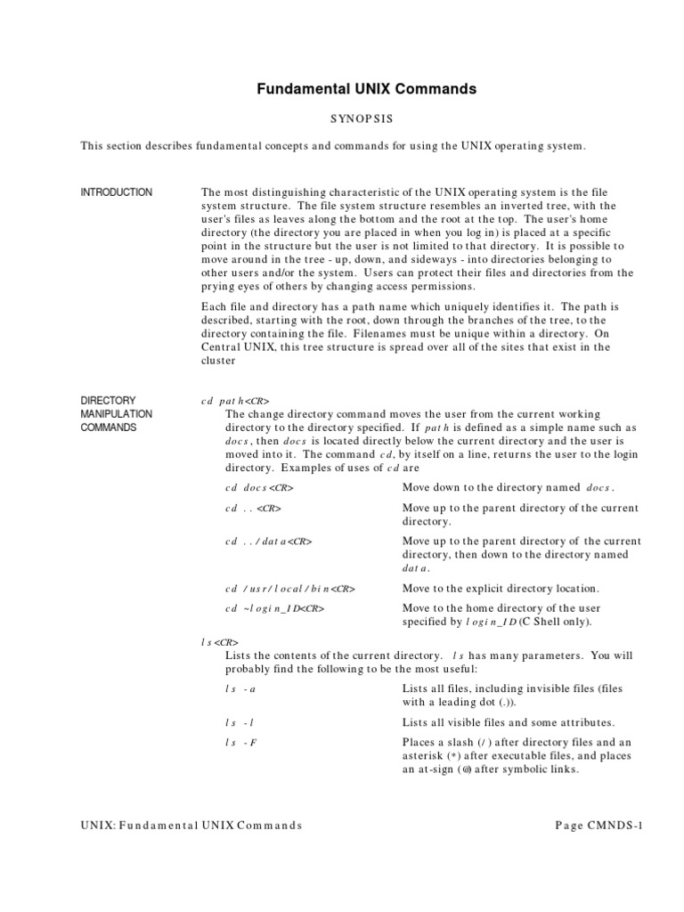 Fundamental UNIX Commands | PDF | Command Line Interface | Directory ...