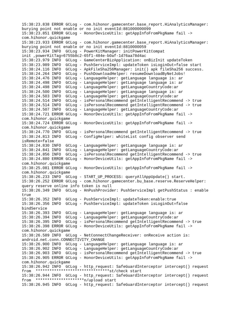 Honor GameCenter Error Log Analysis | PDF | Application Layer Protocols ...