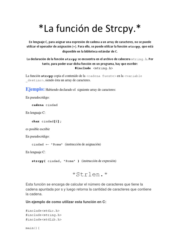 La Función de Strcpy C | PDF