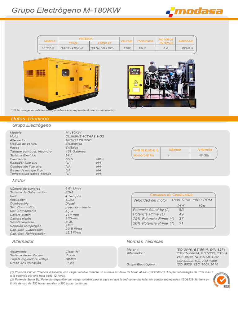 Grupo Electrógeno Insonoro M-180KW | PDF | Inyección de combustible ...