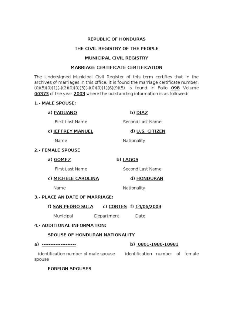 Marriage Certificate  PDF Regarding Marriage Certificate Translation Template