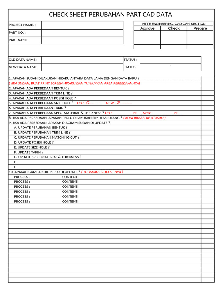 Cek Perubahan Data CAD Part | PDF