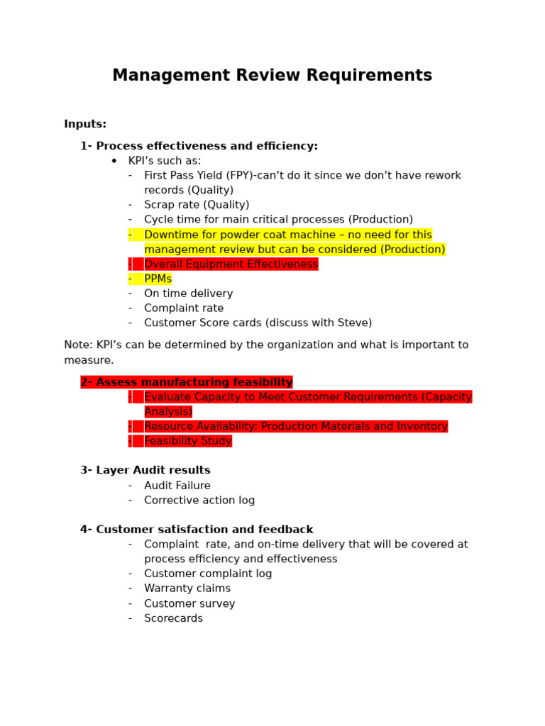 Management Review Process Guidelines | PDF