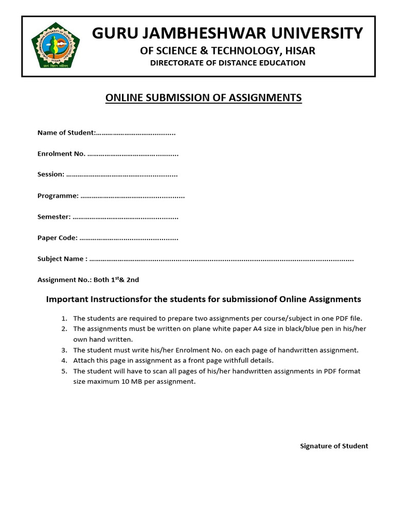 Online Assignment Submission Guidelines | PDF