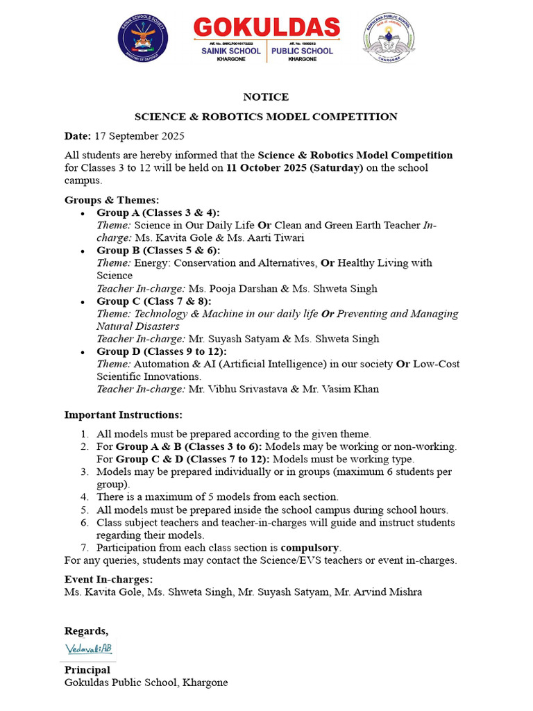 Science & Robotics Model Competition-2 | PDF