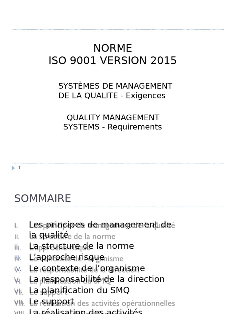 Exigences de la norme ISO 9001:2015 | PDF | Système de management de la ...