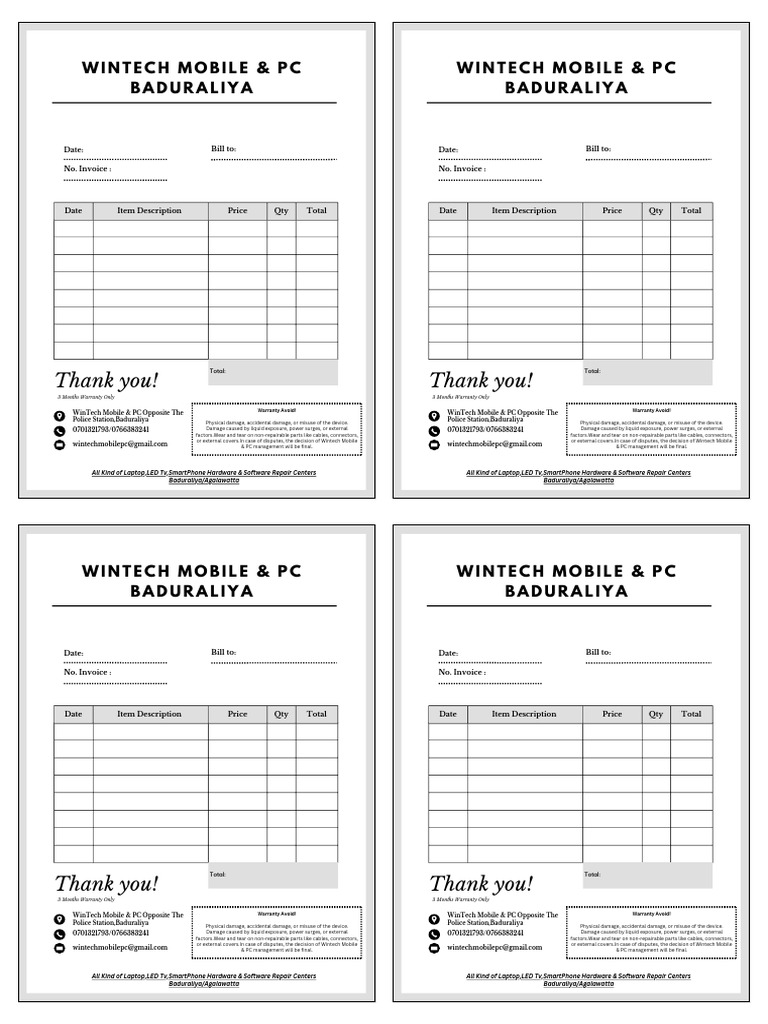 WinTech Mobile & PC Invoice Details | PDF | Personal Computers | Laptop