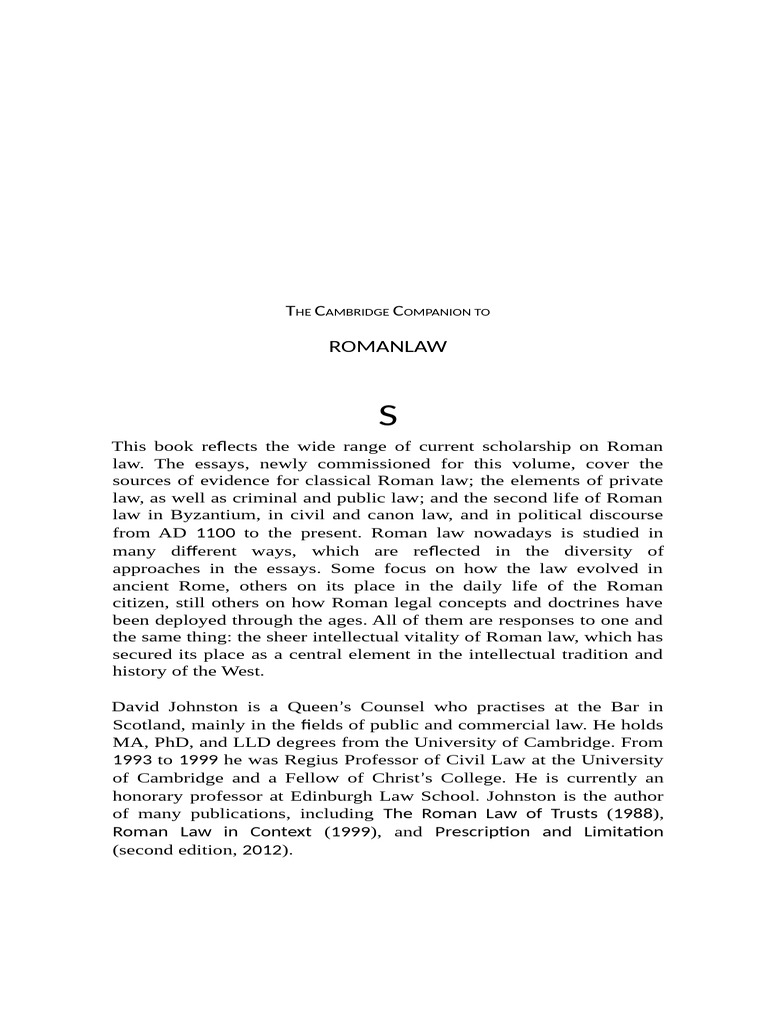 Cambridge Companion to Roman Law | PDF | Roman Law | Roman Empire