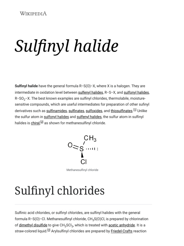 Sulfinyl Halides: Structure and Reactivity | PDF | Molecules | Chemical ...