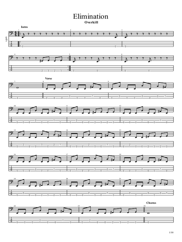 Elimination Overkill: Guitar Tabs | PDF | Elements Of Music | Musical Forms