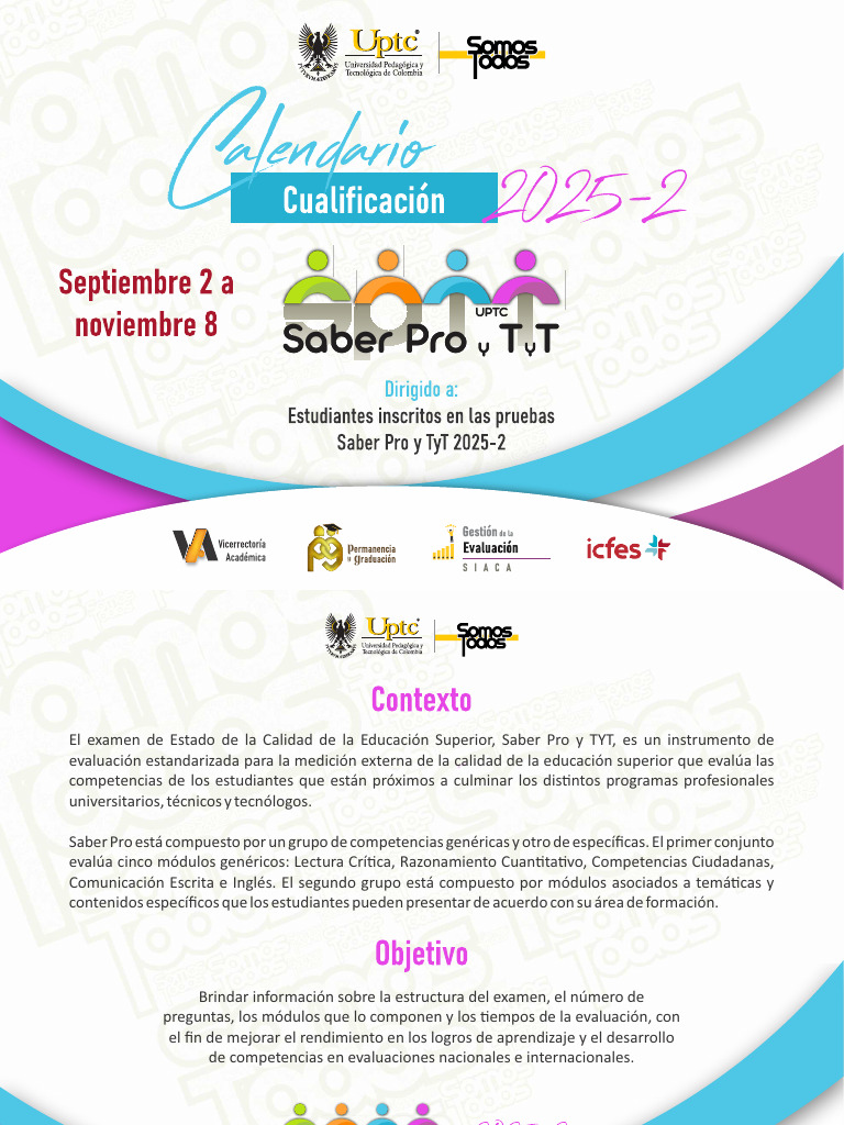 Calendario Saber Pro 2025-2 UPTC | PDF | Aprendizaje