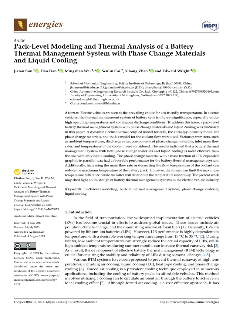 Pack-Level Modeling and Thermal Analysis of A Batt | PDF | Heat ...