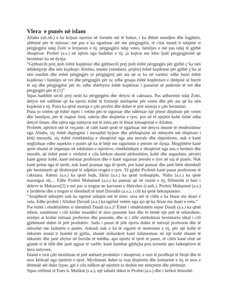 Vlera e Punës Në Islam | PDF