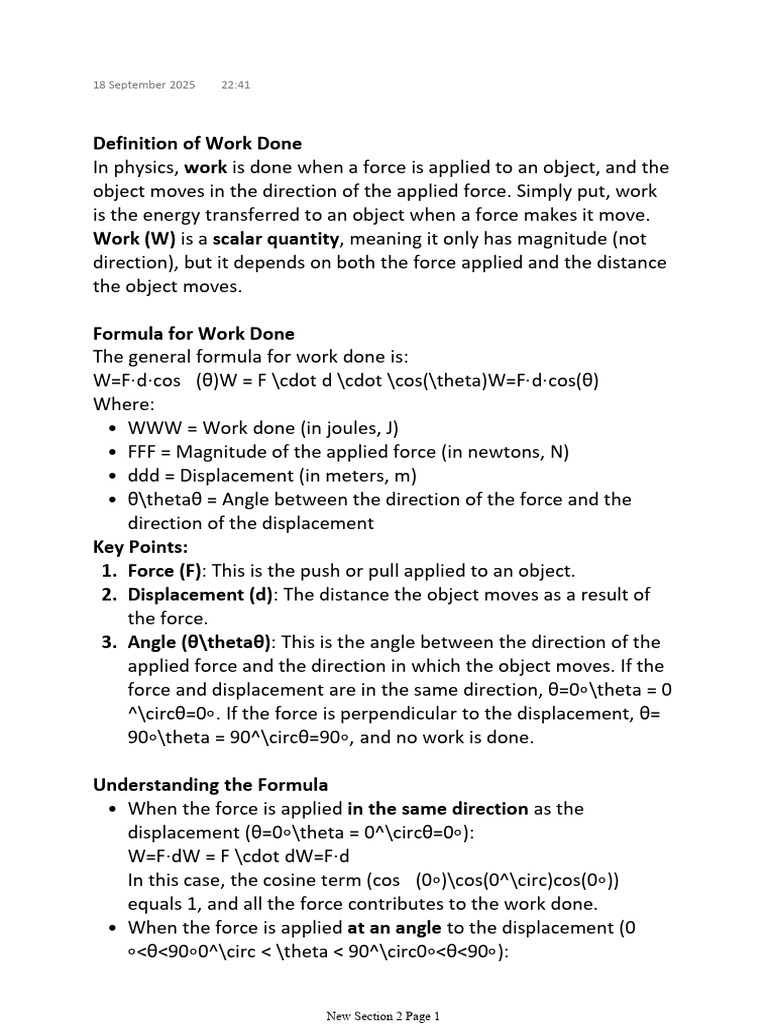 Understanding Work Done in Physics | PDF | Force | Geometric Measurement