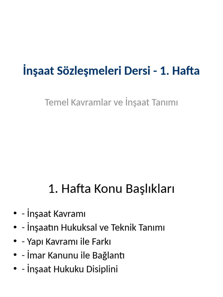 1 Hafta Insaat Sozlesmeleri | PDF