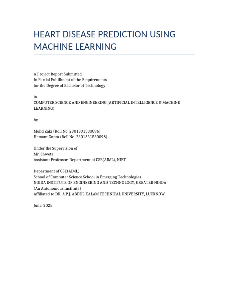 Heart Disease Prediction with ML Model | PDF | Machine Learning | Computing