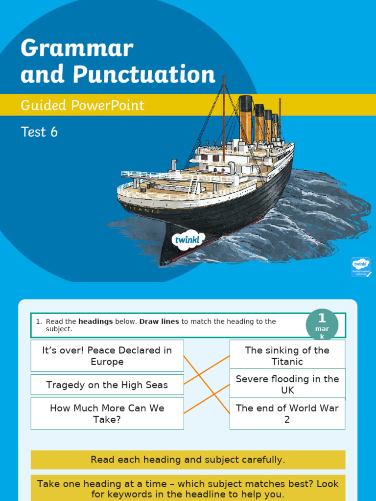Year 3 Grammar and Punctuation Test 6 | PDF | Verb | Clause