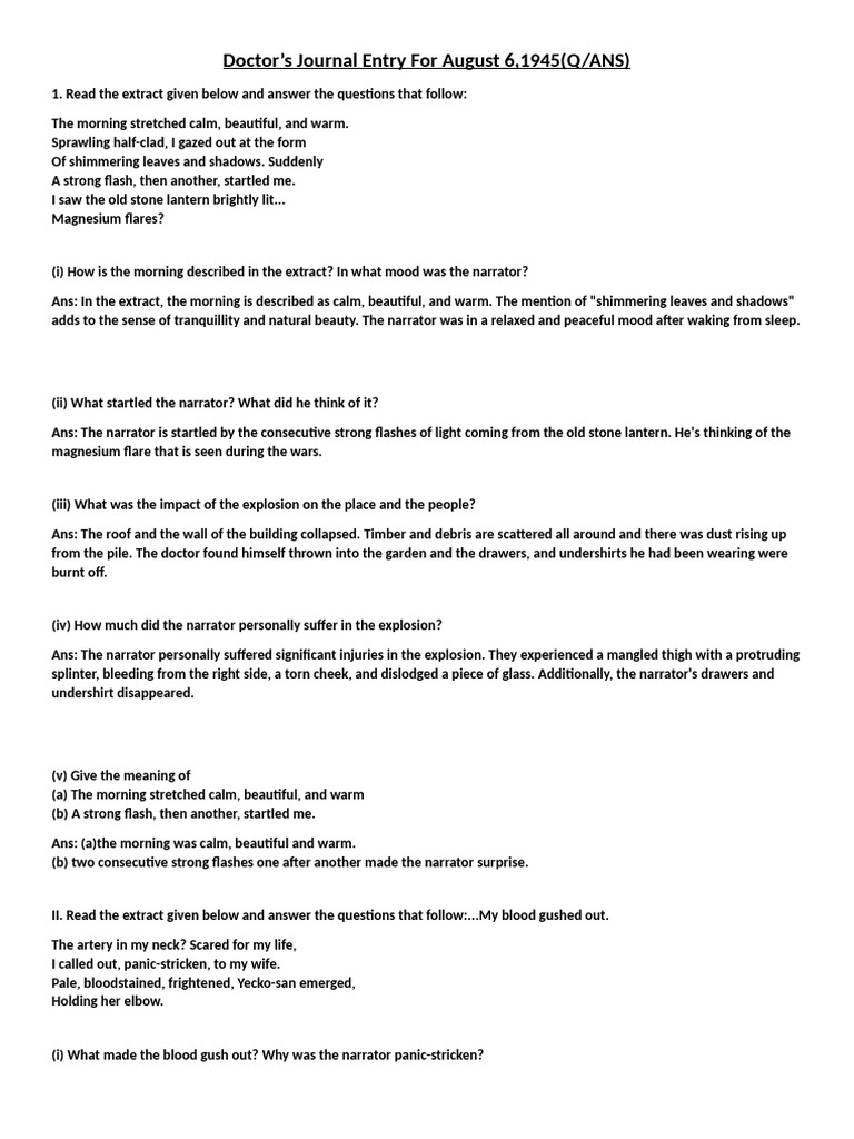Doctor's Journal: August 6, 1945 Explosion | PDF | Psychological Trauma