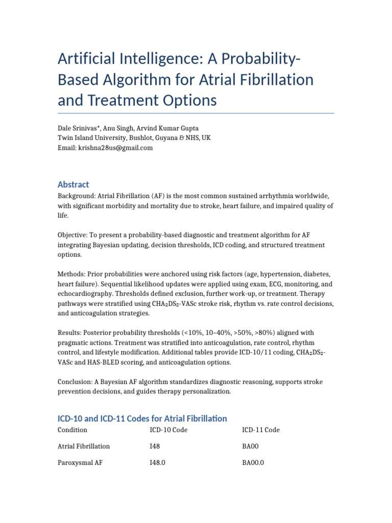 Bayesian Algorithm for Atrial Fibrillation | PDF | Stroke | Cardiology