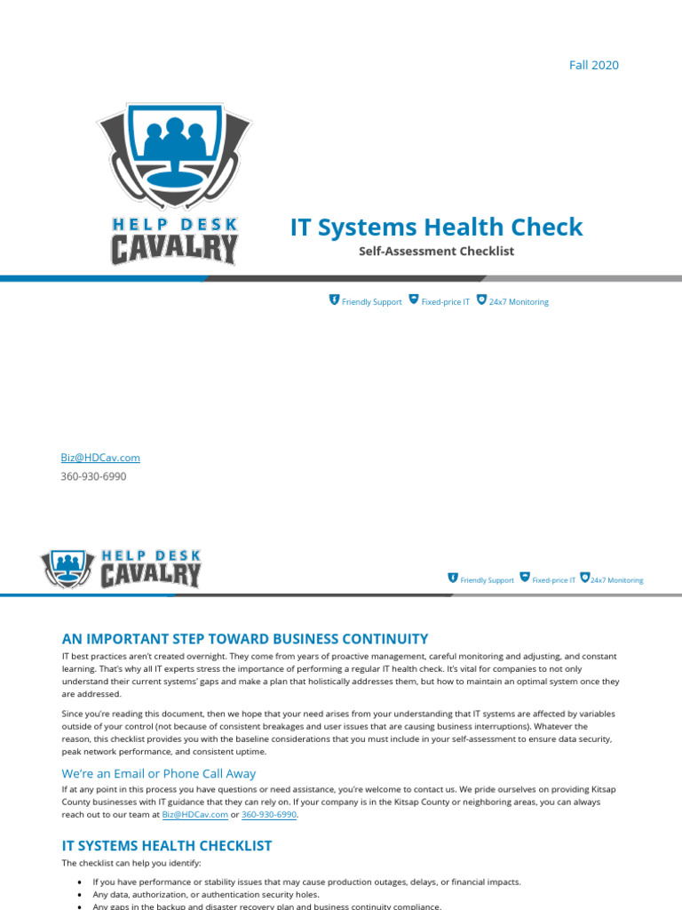 IT Systems Health Check Checklist | PDF | Backup | Security