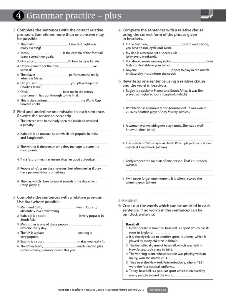 Relative Pronouns and Grammar Exercises | PDF | Linguistics ...