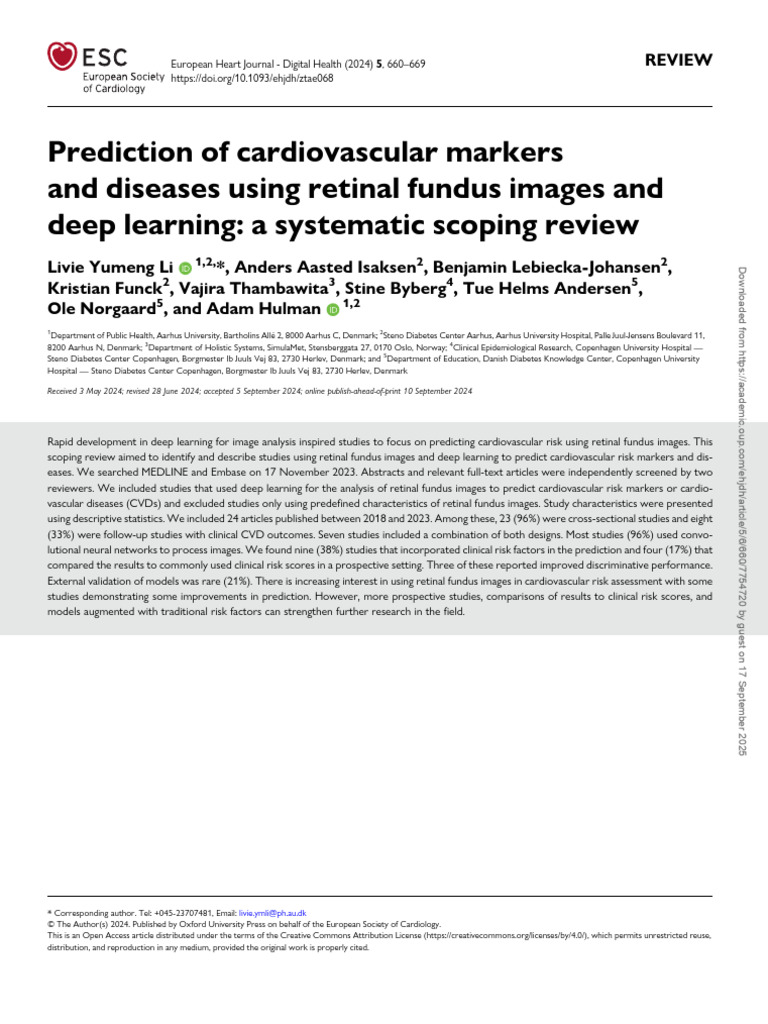 Deep Learning for Cardiovascular Risk Prediction | PDF | Systematic ...