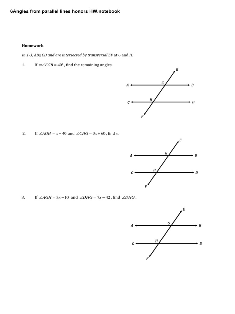 Yanavi Thayaparan - 6angles Formed by Parallel Lines Honors HW | PDF