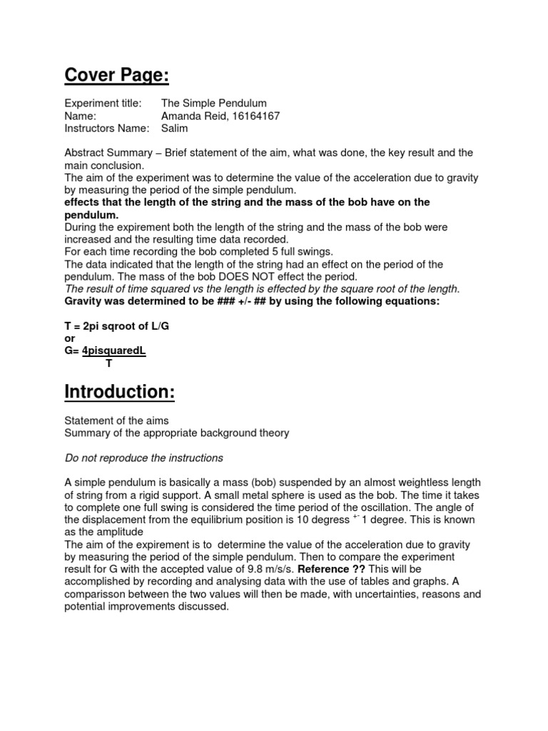 College lab report template image