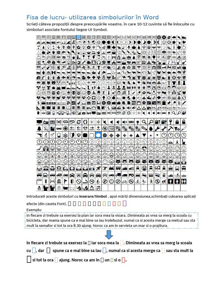 0 Fisa de Lucru Cu Simboluri | PDF