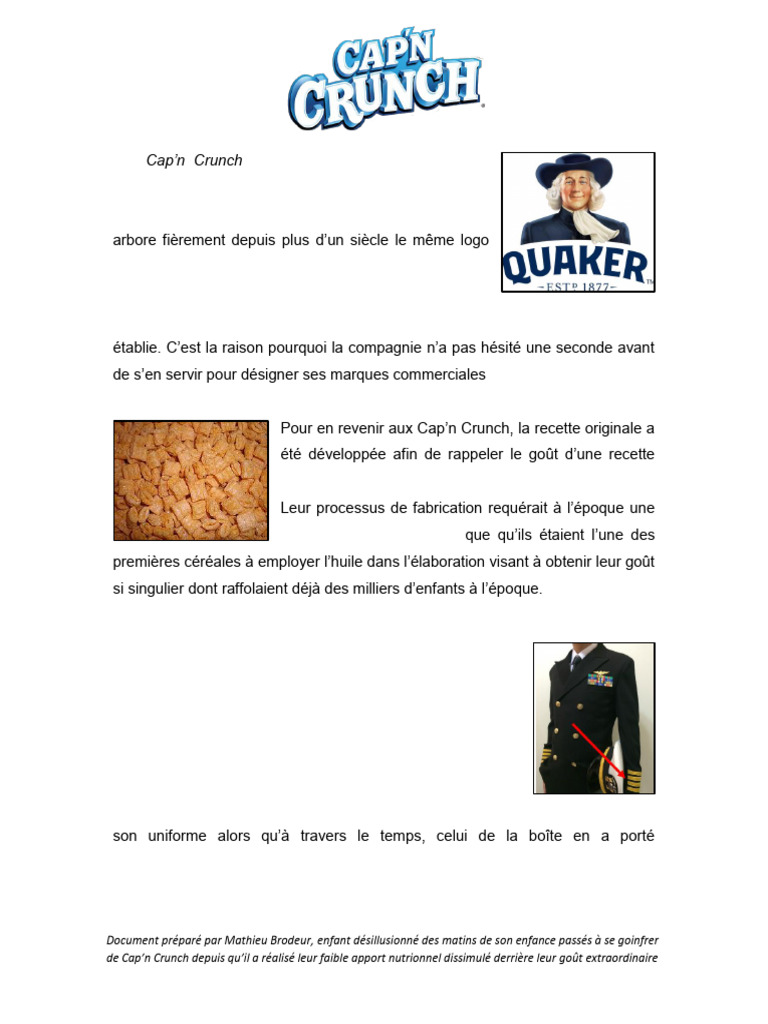 Histoire et ingrédients des Cap’n Crunch | PDF | Nourritures