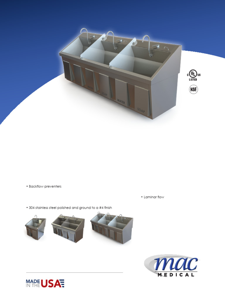Surgical Scrub Sinks SS-Series Overview | PDF | Sink | Valve