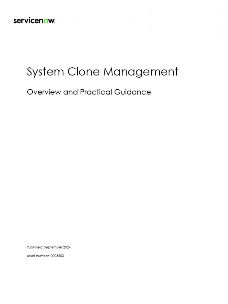 ServiceNow System Clone Management Guide | PDF | Trademark | Data
