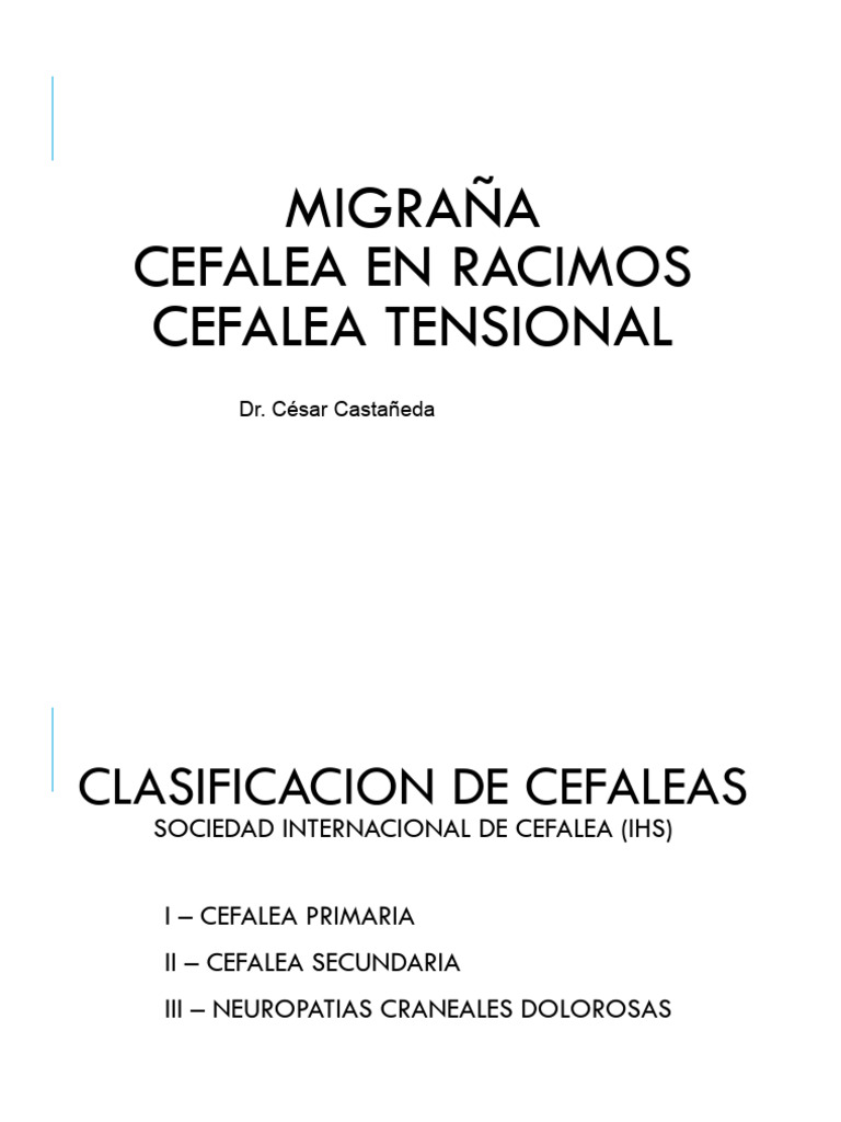 Clasificación y Tratamiento de Cefaleas | PDF | Migraña | Dolor de cabeza