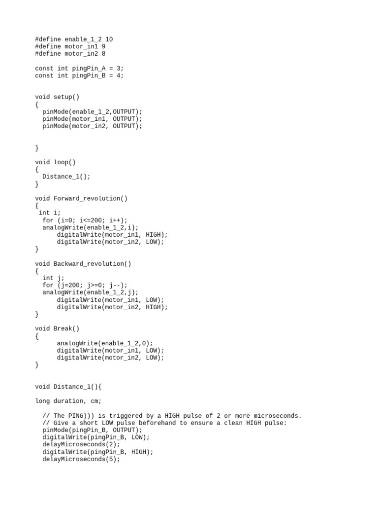 Arduino Motor Control with Distance Sensors | PDF | Information And ...