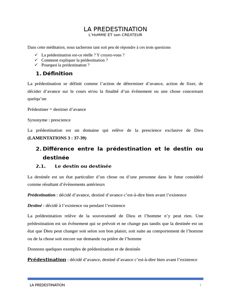 Comprendre la Prédestination selon la Bible | PDF | Prédestination | Âme