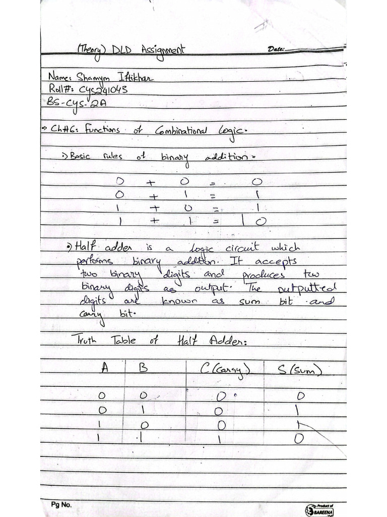 DLD Theory Assignment CYS241043 | PDF