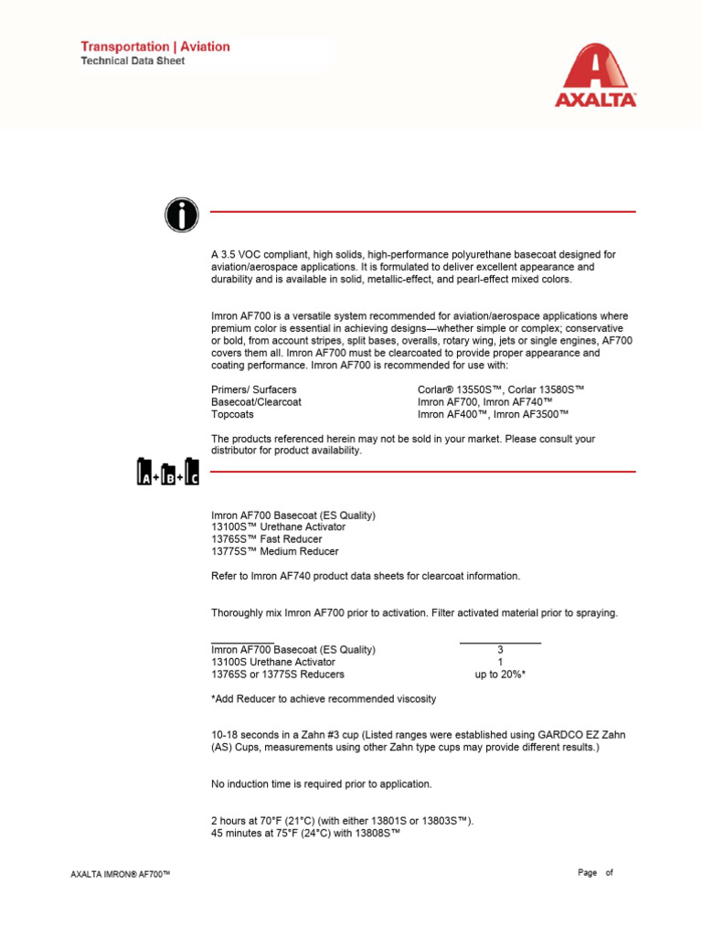 Imron AF700 Polyurethane Basecoat Guide | PDF | Materials | Industrial ...
