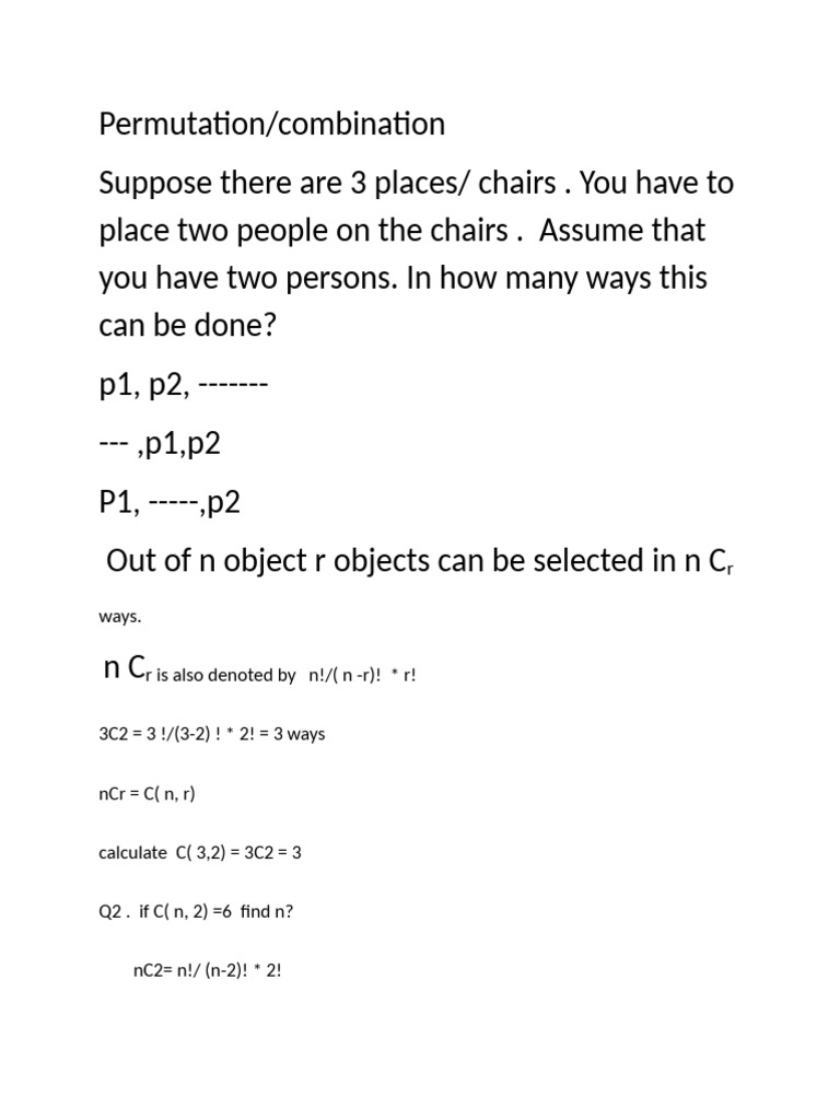 Permutations and Combinations Explained | PDF | Discrete Mathematics ...