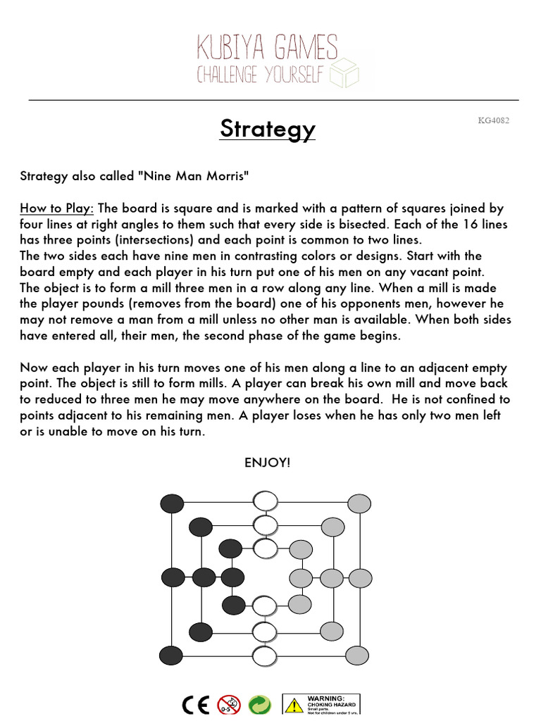 How to Play Nine Man Morris Strategy Game | PDF
