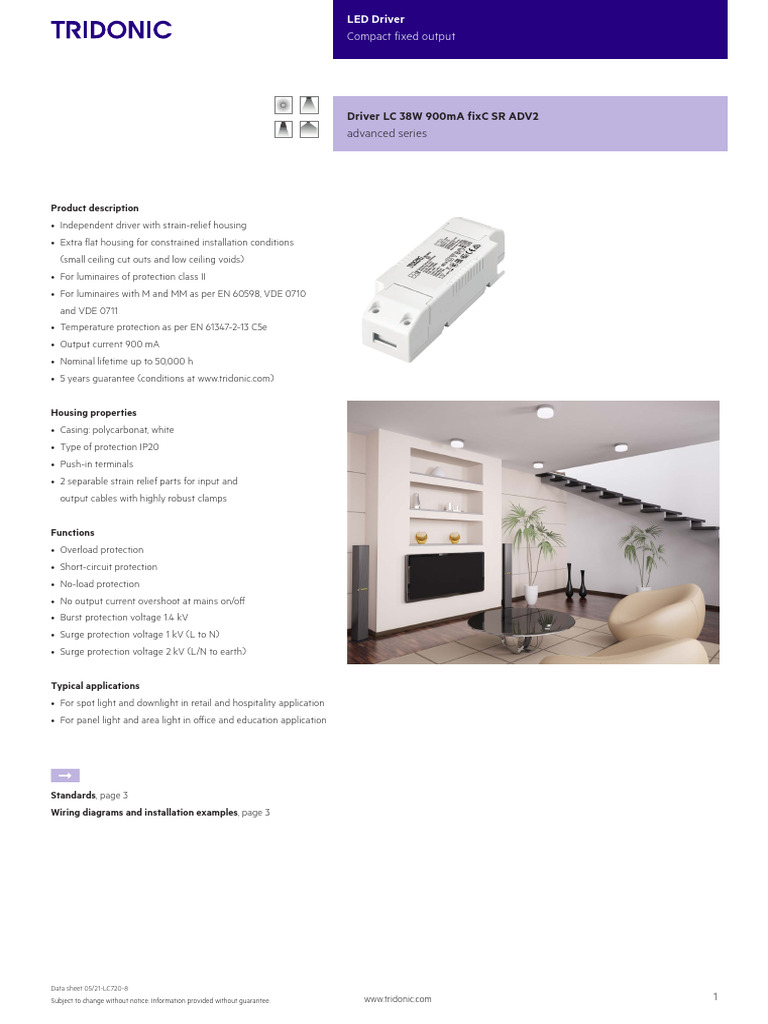 Compact 900mA LED Driver Data Sheet | PDF | Electrical Wiring | Mains ...