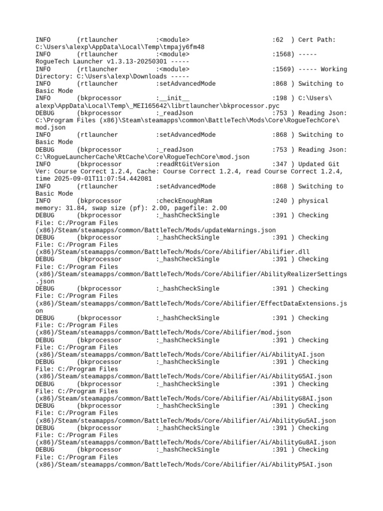 RogueTech Launcher Log Analysis | PDF | X86 Architecture | Computer ...