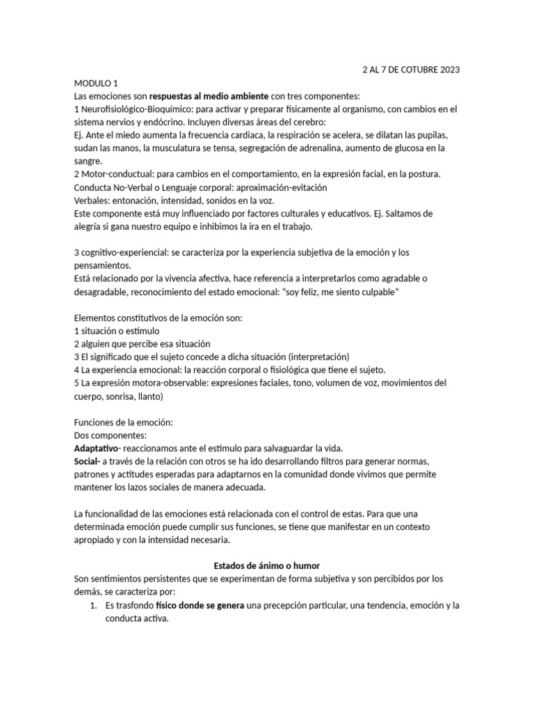02 Resumern Emocion Tipos y Carac | PDF | Las emociones | Asco